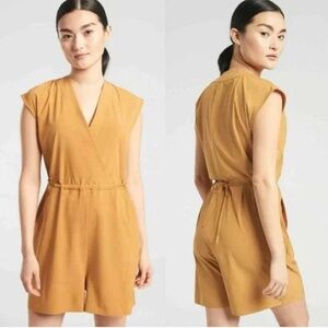 Athleta Sz L Marlow Tuscan Gold Shorts Romper Women's Style #558666